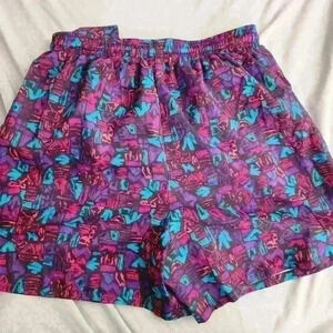 Vintage Reebok swim trunks Made in‎ USA geometric pattern Medium 80s/90s